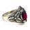 SHAMROCK, ring, garnet, sterling silver