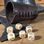 ALEA GOTHICA, leather cup and dice, 6 pieces