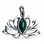 Sacred Lotus Flower, silver pendant - malachite