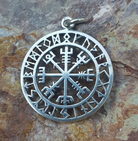 Men/'s Vintage Argent//Bronze Norse Viking Vegvisir Rune Anneaux Amulette Cadeau