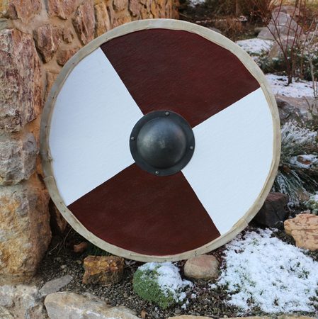 VIKING SHIELD FOR RE-ENACTMENT, RED AND WHITE