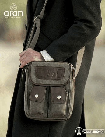 TRISKEL IRISH TWEED LEATHER DOUBLE POCKET BAG