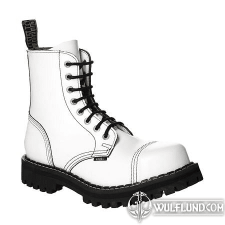 LEATHER BOOTS STEEL WHITE FULL 8-EYELET-SHOES