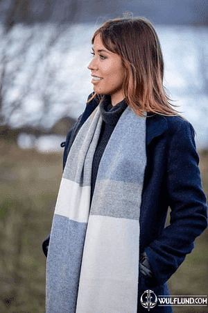 WHITE, UNIFORM AND JEANS MIX STRIPE SCARF, LAMBSWOOL