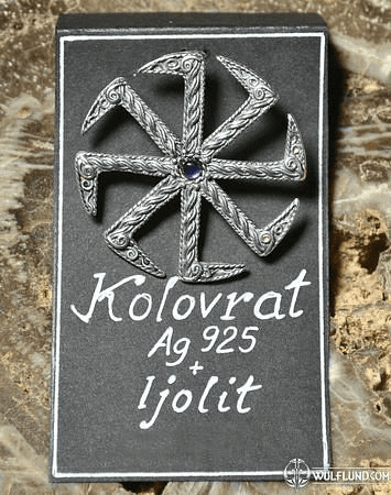 KOLOVRAT WITH BLUE IJOLITE, SILVER SLAVIC COLOVRAT PENDANT, AG 925