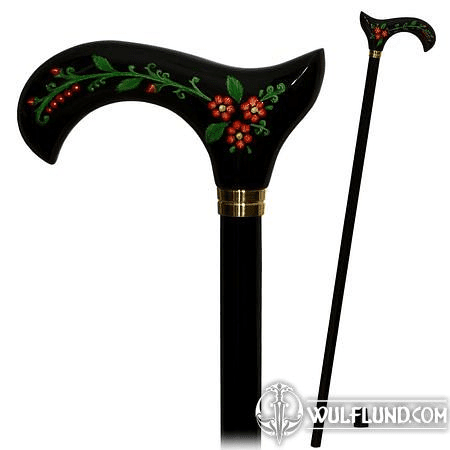 ROSE - FOLK ART - WALKING STICK, CANE - SCHWARZ