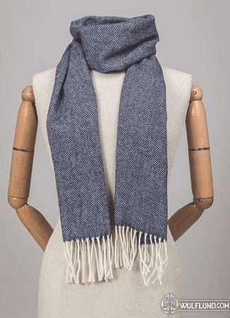 NAVY HERRINGBONE, LAMBSWOOL SCARF IRELAND