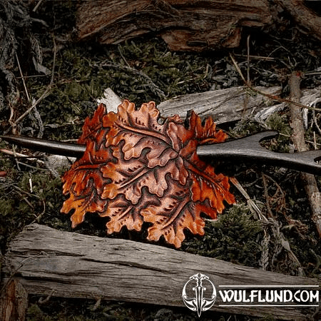 OAK LEAF, LEATHER HAIR BROOCH