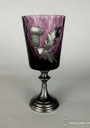 COLOUR OF THISTLE, GOBLET, GLASS AND PEWTER
