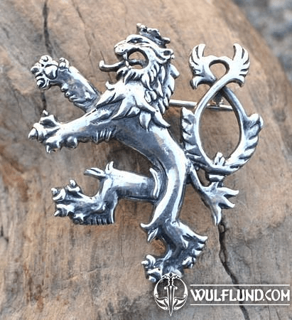 CZECH LION, SILVER BROOCH, AG 925