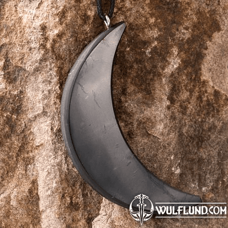 SHUNGITE, PENDANT - MOON NECKLACE