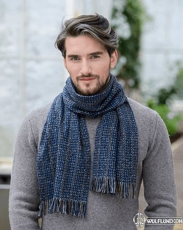 DONEGAL TWEED, WOOLLEN SCARF, BLUE