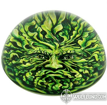 PAPERWEIGHT - GREEN MAN, GLASS