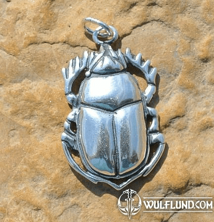 SACRED SCARAB BEETLE, PENDANT, SILVER 925