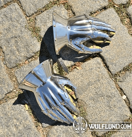 HOURGLASS GAUNTLETS, XIV CENTURY, POLISHED