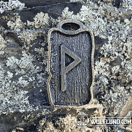 WUNJO, RUNE PENDANT, ZINC ANT. BRASS