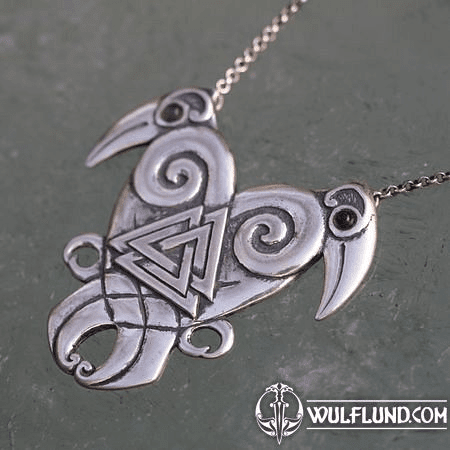 COEUR DU NORD AVEC MOLDAVIT, HUGIN ET MUNIN, COLLIER VIKING EN ARGENT