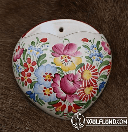 HEART ON THE WALL - HAND-PAINTED, CZECH CERAMICS