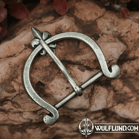 FLEUR DE LIS GÜRTELSCHNALLE, MITTELALTER - ANTIKES MESSING