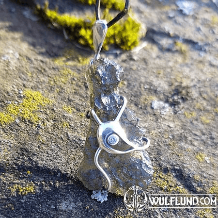 LYRA PENDENTIF À MOLDAVITE TCHÈQUE EN ARGENT