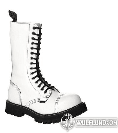 LEATHER BOOTS STEEL WHITE FULL 15-EYELET-SHOES