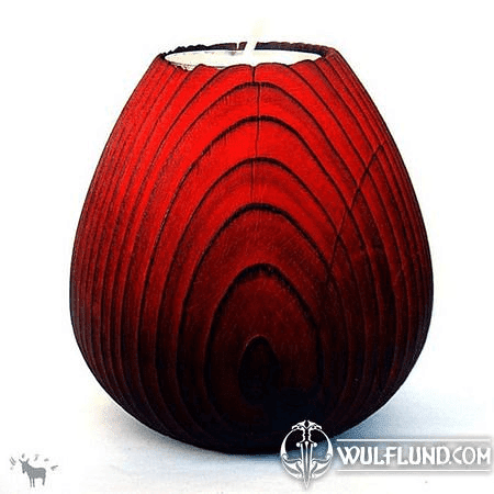 WOODEN CANDLESTICK, RED PEAR