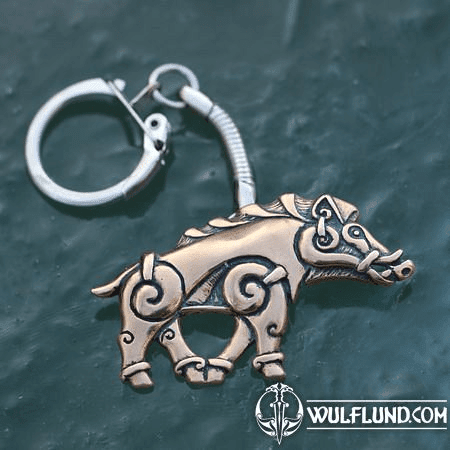 CELTIC BOAR, BRONZE, KEY RING