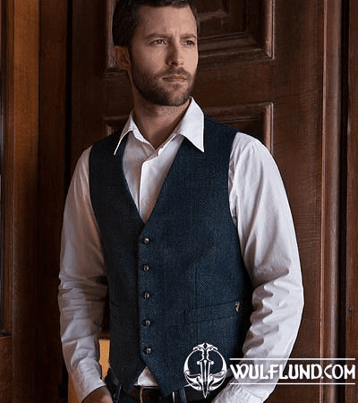 WAISTCOAT, IRISH TWEED, BLUE