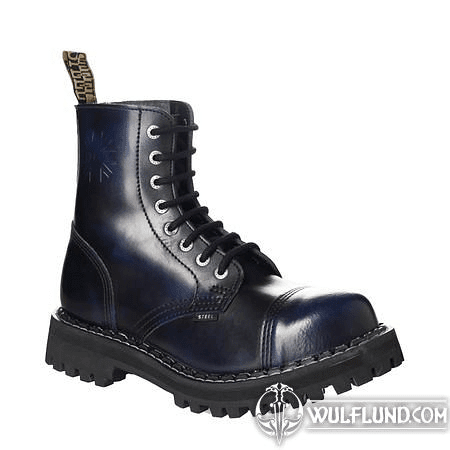 LEATHER BOOTS STEEL BLUE 8-EYELET-SHOES