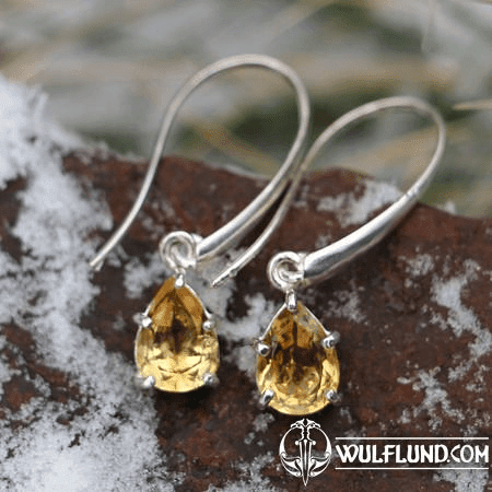 BOUCLES D'OREILLES SINOPE, ARGENT, CITRINE