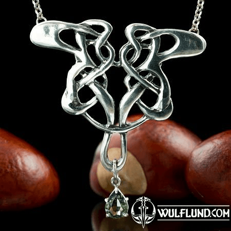 ART NOUVEAU, COLLIER, MOLDAVIT, ARGENT