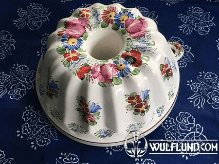 GUGELHUPF CAKE FORM, HANDPAINTED CERAMICS