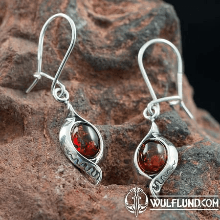 JARA, BOUCLES D'OREILLES AMBRE ET ARGENT