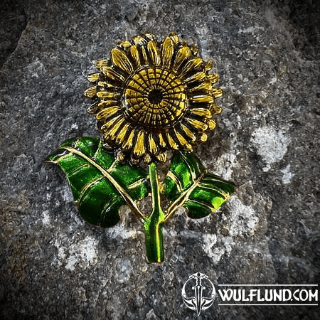 SUNFLOWER, COSTUME BROOCH WITH VITRAIL