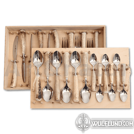 CUTLERY, ANTLER HANDLE, FOR 6 PEOPLE