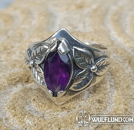 SHAMROCK, RING, AMETHYST, STERLING SILVER