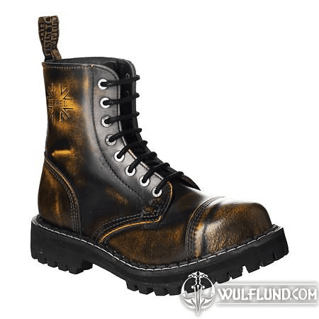 LEATHER BOOTS STEEL YELLOW 8-EYELET-SHOES