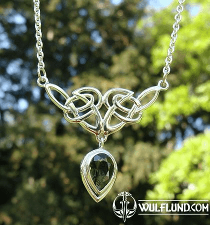 SILVER NECKLACE WITH MODLAVITE, SILVER NECKLACE