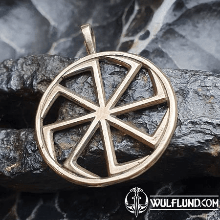 BRONZE KOLOVRAT, SLAVIC SUN WHEEL PENDANT