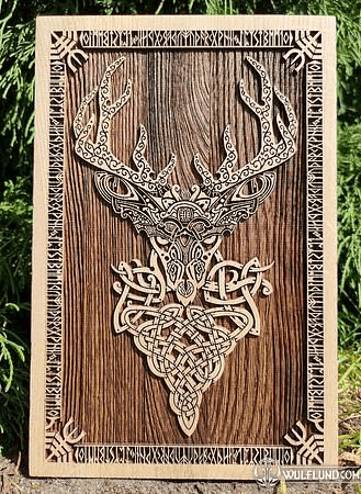 DEER WALL DECORATION 45CM OAK