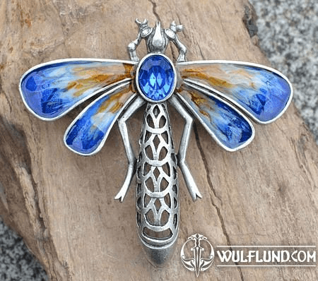 BLUE DRAGONFLY, COSTUME BROOCH WITH A PIN