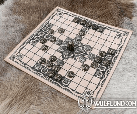 HNEFATAFL OR TAFL, VIKING BOARD GAME - LEATHER AND STONES