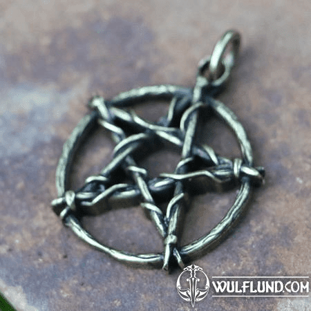 PENTAGRAM PENDANT IN ZINC, ANTIQUE BRASS