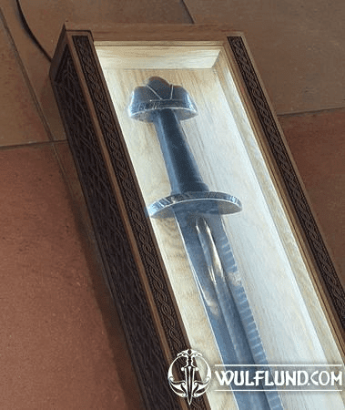 LUXURIOUS DECORATED SWORD BOX - WOODEN FROM OAK, ILLUMINATED