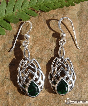 BOIOHAEMUM, SILVER EARRINGS, GREEN GLASS