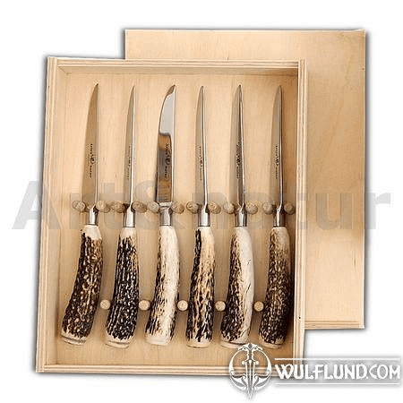 STEAK KNIVES SET OF 6 PIECES, ANTLER