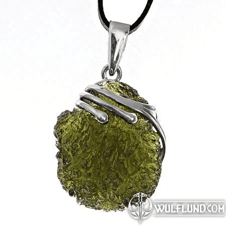 TERRA PENDENTIF À MOLDAVITE TCHÈQUE EN ARGENT