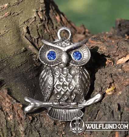 WISE OWL PENDANT, WITH GLASS