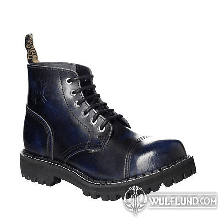 LEATHER BOOTS STEEL BLUE 6-EYELET-SHOES