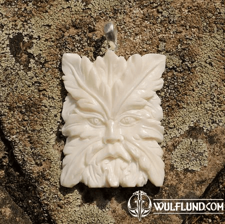 GREENMAN, CARVED BONE PENDANT